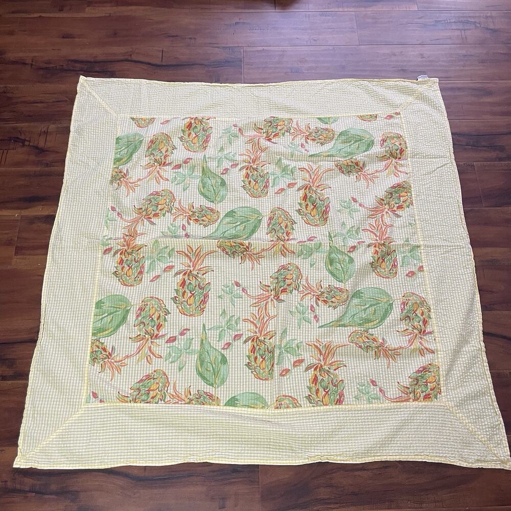 April Cornell Cotton Breakfast Tablecloth Square Yellow Seersucker 52" x 52"